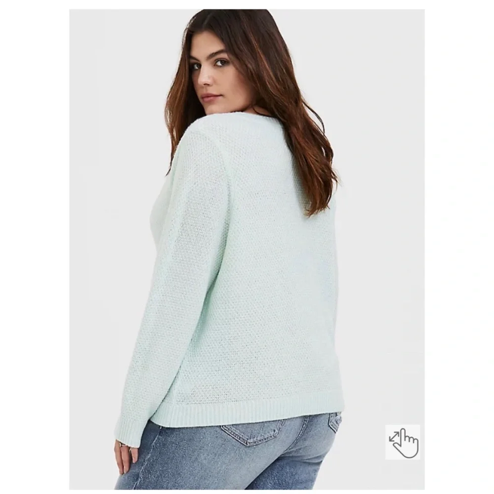 NEW Torrid 4 Mint Green V-Neck Midi Pullover Sweater - Picture 2 of 12